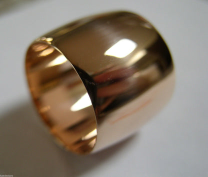 Size M / 6  Genuine Huge Genuine 9K 9ct Yellow, Rose or White Gold Full Solid 15mm Extra Wide Band Ring