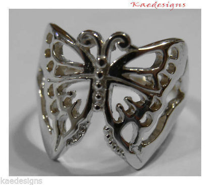 Kaedesigns, Genuine Sterling Silver 925 Solid Large Butterfly Ring 236