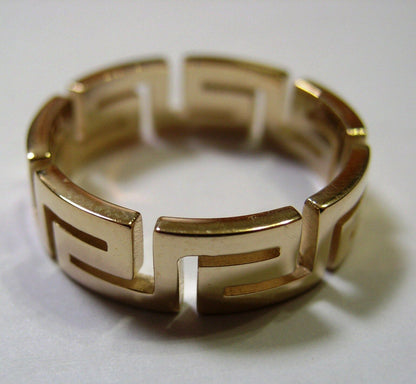 Kaedesigns New Size S 1/2 Solid 9ct 9k Heavy Yellow Gold Greek Key Ring