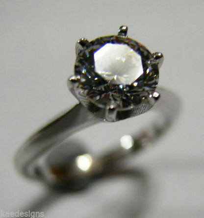 Genuine 9ct 375 Solid White Gold Claw Set Ring Size J