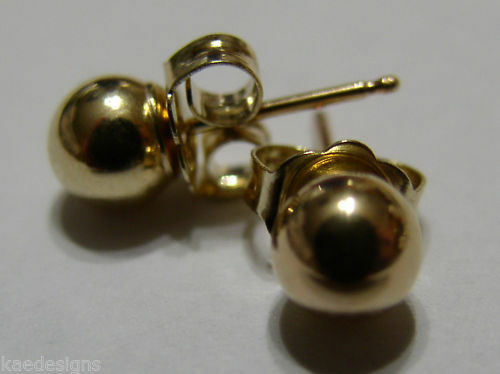 New Kaedesigns Genuine 14ct Solid Yellow Gold 5mm Stud Ball Earrings