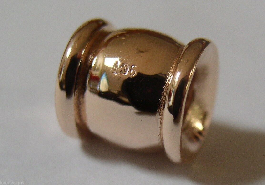 Kaedesigns Genuine 9kt 9ct Yellow, Rose or White Gold Barrel Ridged Domed Bead For New Charm Bracelets