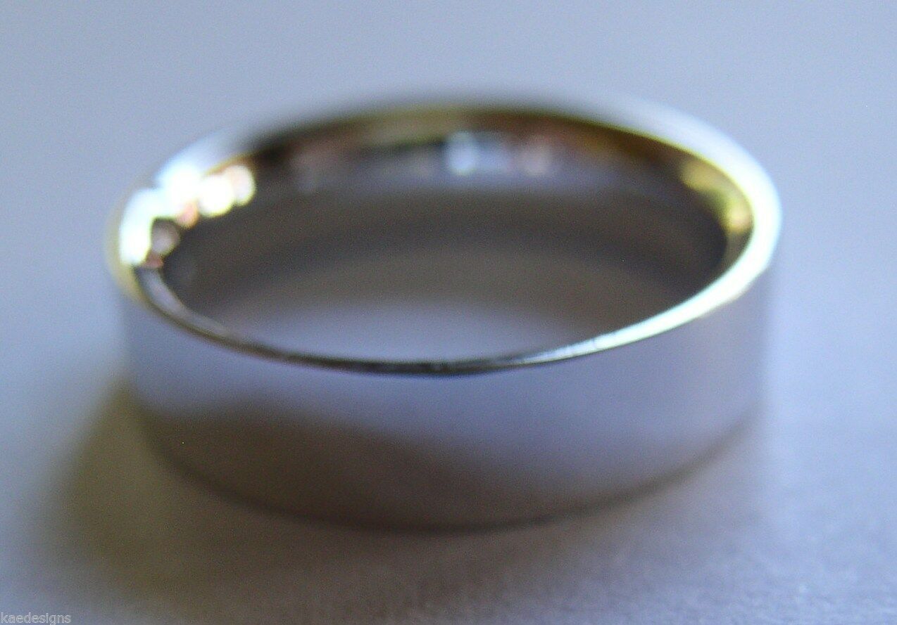Size L Kaedesigns New 14k 14ct white gold 5mm, Flat & Comfort-Fit wedding band