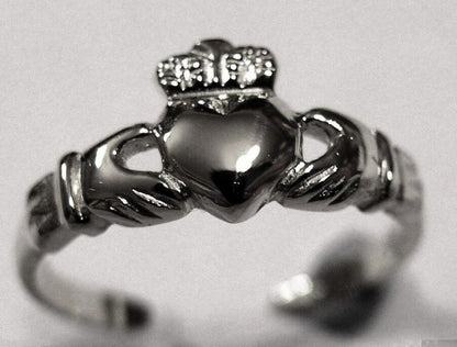 Solid Sterling Silver 925 Irish Claddagh Toe Ring