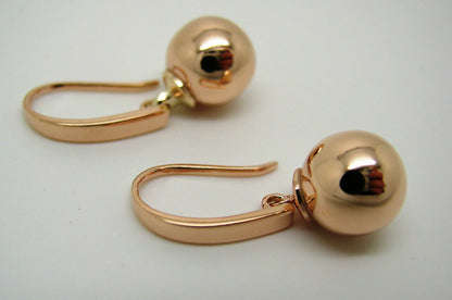 Kaedesigns, 9ct Yellow Or White Or Rose Gold 12mm Hook Euro Ball Drop Earrings