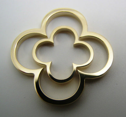 New Genuine Solid 9ct 9kt Yellow, Rose or White Gold Small And Large Four Leaf Clover Pendant