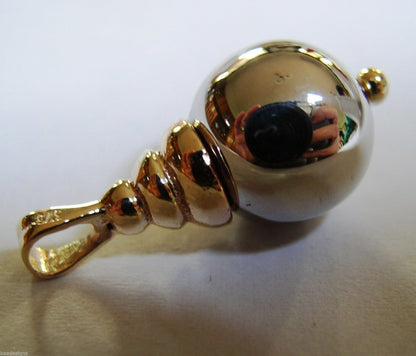 Kaedesigns Genuine New 9ct 9kt White & Yellow 10mm Gold Ball Pendant