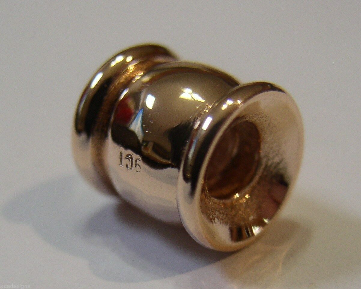 Kaedesigns Genuine 9kt 9ct Yellow, Rose or White Gold Barrel Ridged Domed Bead For New Charm Bracelets