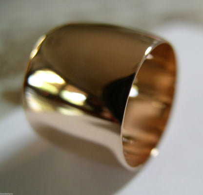 Size M / 6  Genuine Huge Genuine 9K 9ct Yellow, Rose or White Gold Full Solid 15mm Extra Wide Band Ring