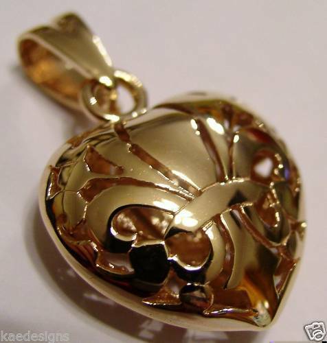 Kaedesigns Genuine New 9ct 9kt Yellow, Rose or White Gold Filigree Heart Pendant