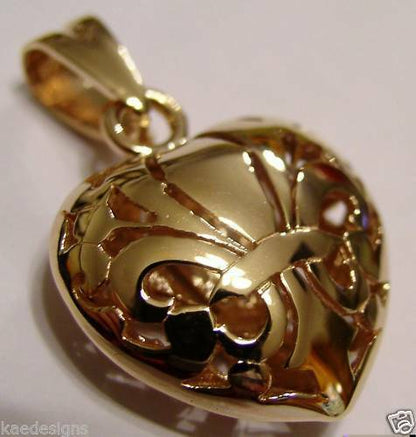 Kaedesigns Genuine New 9ct 9kt Yellow, Rose or White Gold Filigree Heart Pendant
