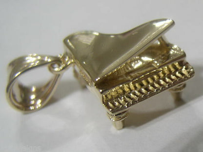 Genuine New 9ct Yellow, Rose or White Gold Solid 3D Piano Pendant Or Charm