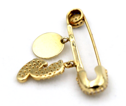 Genuine 14ct Yellow Gold Baby Child's Kids Brooch Eye Mati Charm Baby Boots disc