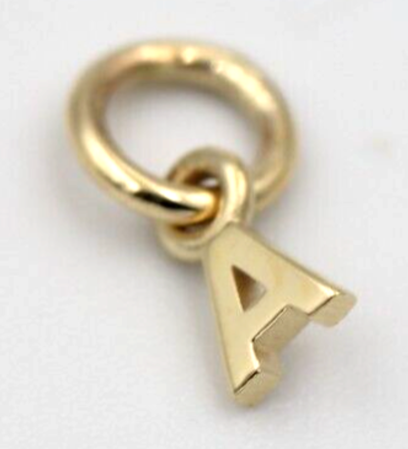 Genuine 9ct 9kt Genuine Tiny Very Small Yellow, Rose or White Gold Initial Pendant Charm