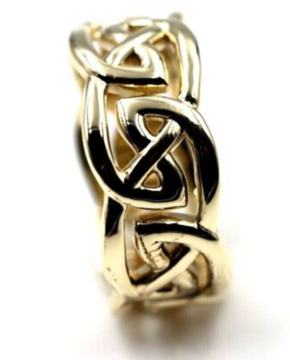 Heavy 9ct 375 Solid Gold Large Yellow, Rose Or White Celtic Ring In Your Size