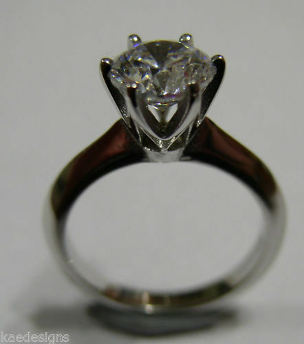 Kaedesigns, New Genuine 9ct Solid White Gold Claw Set Ring Size N