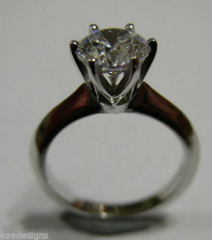 Kaedesigns, New Genuine 9ct Solid White Gold Claw Set Ring Size N