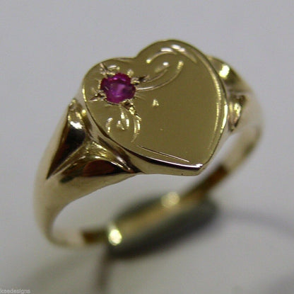 Genuine 9ct 9K Yellow Gold Pink Tourmaline (Birthstone- October) Signet Ring 265