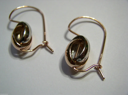 Genuine 9ct 9kt Rose And White Gold Spinning Oval Belcher Earrings