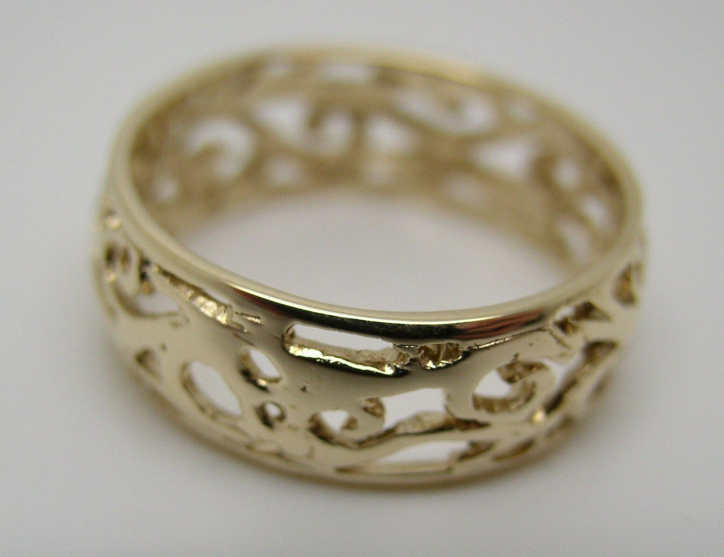 Size R Genuine 9ct 9K Full Solid Wide Yellow, Rose or White Gold Filigree Vine Ring 235