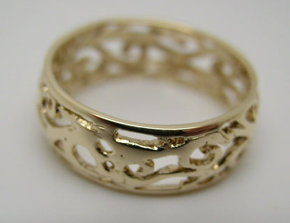 Size R Genuine 9ct 9K Full Solid Wide Yellow, Rose or White Gold Filigree Vine Ring 235