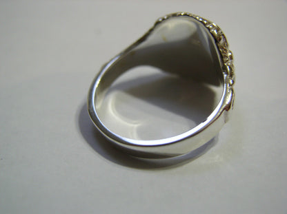 Genuine Size T Mens Sterling Silver Square Engraved Signet Ring