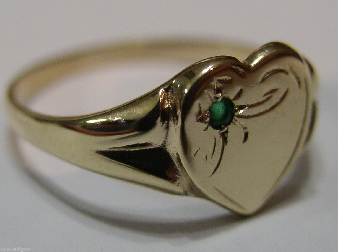 Size O 1/2  Genuine 9ct 9K Yellow, Rose or White Gold Green Tsavorite Garnet Signet Ring 265