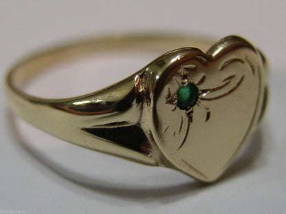 Size O 1/2  Genuine 9ct 9K Yellow, Rose or White Gold Green Tsavorite Garnet Signet Ring 265