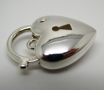 Genuine Sterling Silver 925 Bubble Heart Padlock Pendant 15mm x 22mm