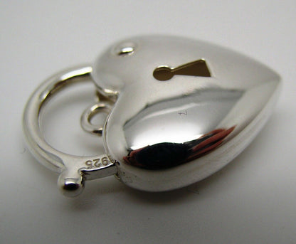 Genuine Sterling Silver 925 Bubble Heart Padlock Pendant 15mm x 22mm