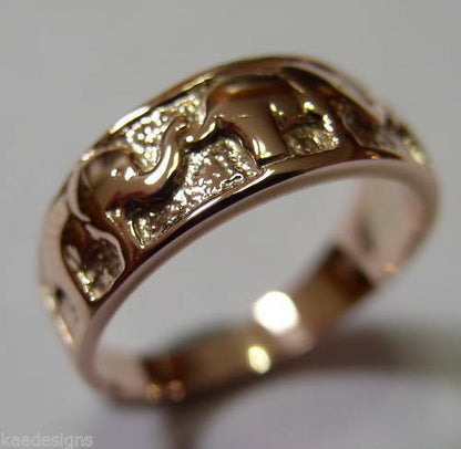 Size K Genuine New 9ct 9kt Full Solid Yellow, Rose or White Gold Lucky Elephant Ring 209