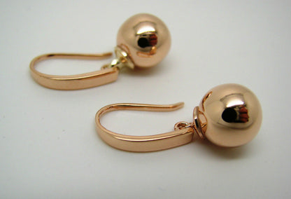 Kaedesigns, 9ct Yellow Or White Or Rose Gold 12mm Hook Euro Ball Drop Earrings