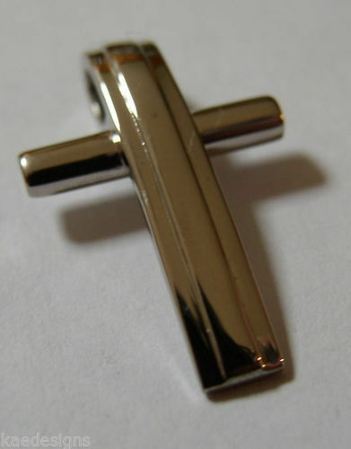 New Genuine Solid 18ct Hallmarked 750 White Gold Modern Cross Pendant