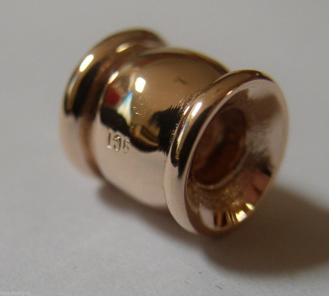 Kaedesigns Genuine 9kt 9ct Yellow, Rose or White Gold Barrel Ridged Domed Bead For New Charm Bracelets