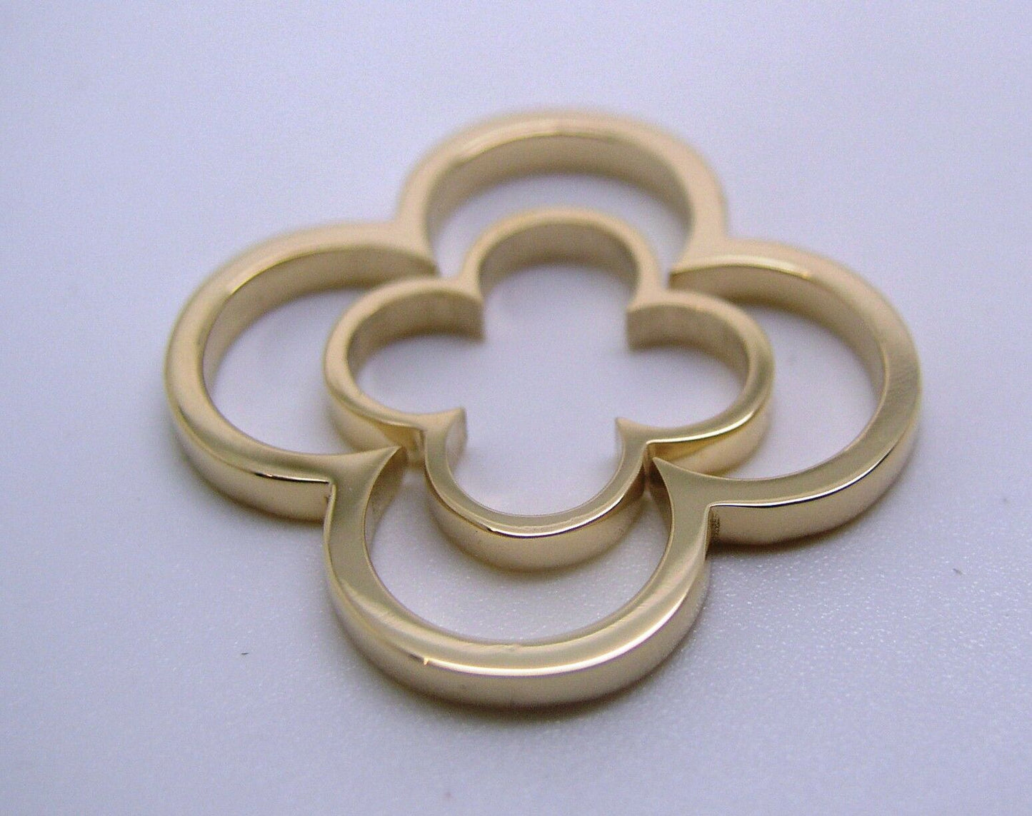 Genuine Solid 9ct 9kt Yellow, Rose or White Gold Small And Large Four Leaf Clover Pendant