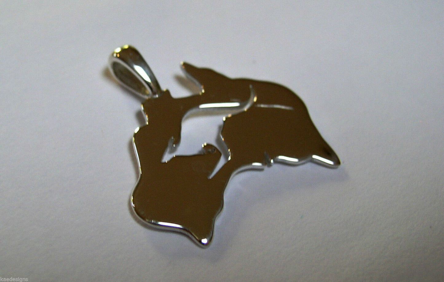 Kaedesigns Genuine Heavy Sterling Silver Australia & Kangaroo Pendant 422