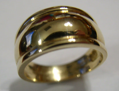 Size N Genuine 9ct 9kt Full Solid 10mm Yellow, Rose or White Gold Ridged Heavy Dome Ring