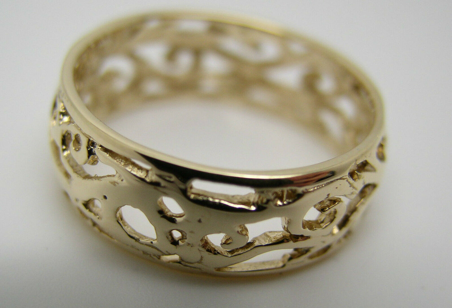Size R Genuine 9ct 9K Full Solid Wide Yellow, Rose or White Gold Filigree Vine Ring 235