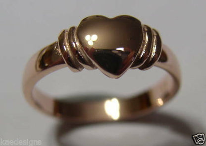 Kaedesigns, 375 New Genuine 9ct Yellow, Rose or White Gold Heart Signet Ring Item 280