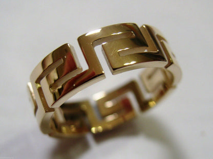 Kaedesigns Genuine Full Solid 9ct 9kt Heavy Yellow, Rose Or White Gold Greek Key Ring Size X