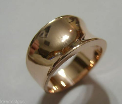 Kaedesigns Genuine Full Solid 9ct 9kt Yellow, Rose or White Gold Concave Dome Ring 250