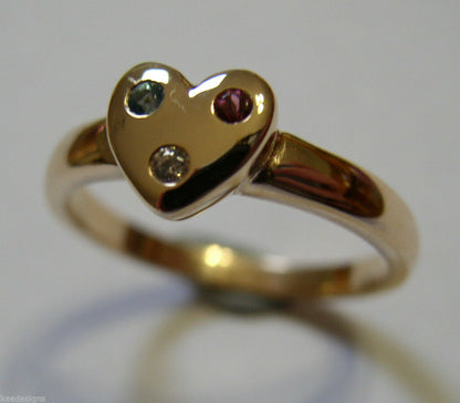 Kaedesigns New Genuine  9ct Yellow Gold Topaz, Tourmaline & Diamond Heart Ring