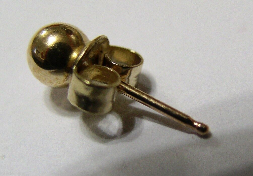 Genuine New 9ct 9kt Yellow Gold One Earring 4mm Stud Ball Earring