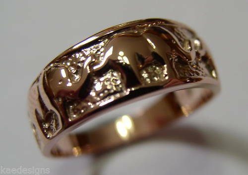 Size K Genuine New 9ct 9kt Full Solid Yellow, Rose or White Gold Lucky Elephant Ring 209