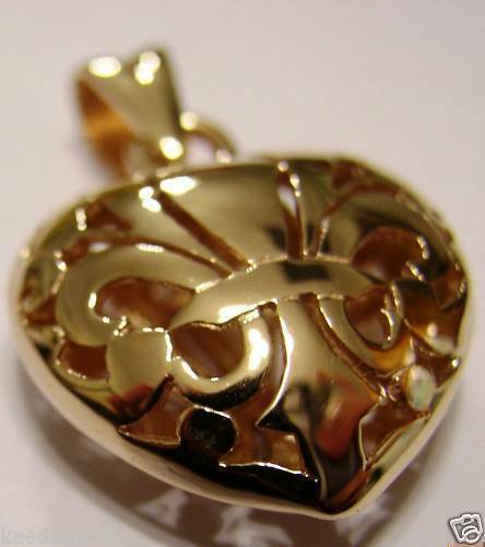 Kaedesigns Genuine New 9ct 9kt Yellow, Rose or White Gold Filigree Heart Pendant