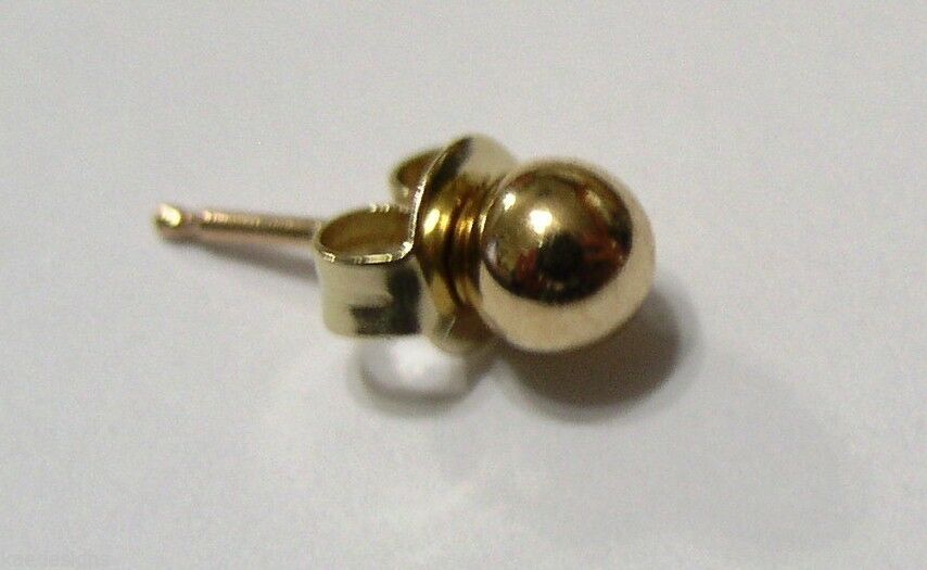 Genuine New 9ct 9kt Yellow Gold One Earring 4mm Stud Ball Earring