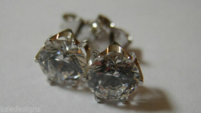 KAEDESIGNS, NEW  GENUINE New 9ct White Gold Claw-set Round 7mm Stud Earrings