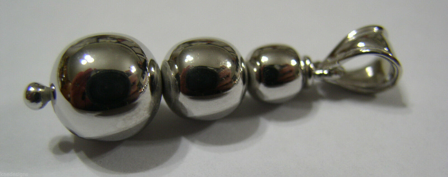 Genuine 9ct Genuine White Gold 3 Three Ball Drop Pendant *