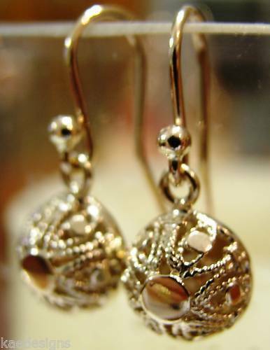 Kaedesigns New 9ct Yellow, Rose or White Gold 10mm Half Ball Hook Filigree Earrings