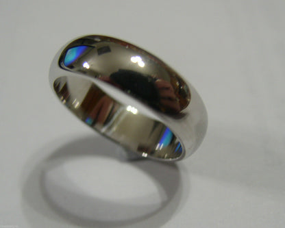 Genuine Solid 9ct White Gold Wedding Band Ring Size J 6mm
